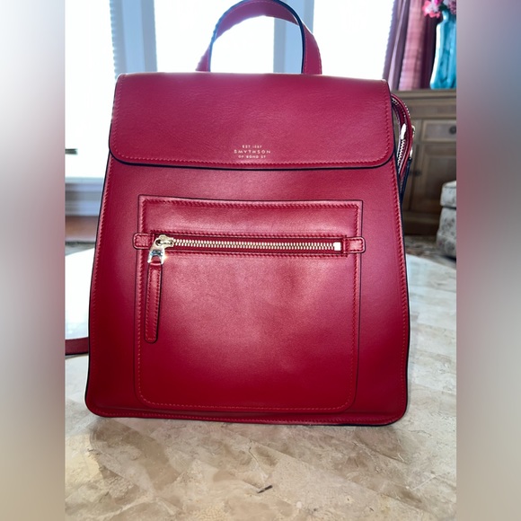 Smythson Handbags - Smythson Smooth leather backpack in Red